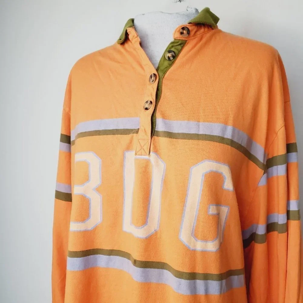 Urban Outfitters BDG Polo Shirt Oversized Vintage Style University Orange S - Picture 4 of 11